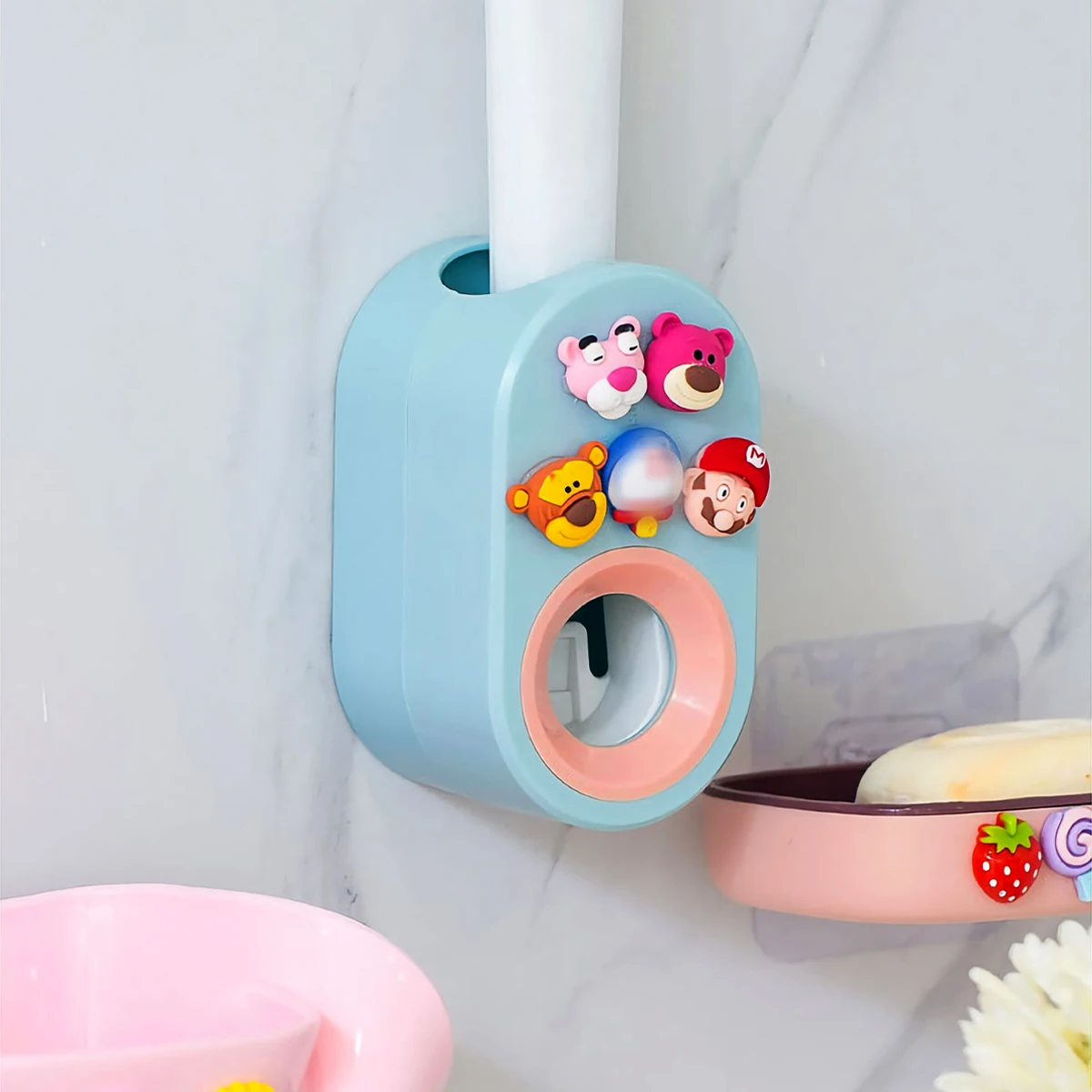 

Toothpaste Squeezer Nail Free Dispenser Rack Automatic Holder Props Plastic Bathroom Accessory
