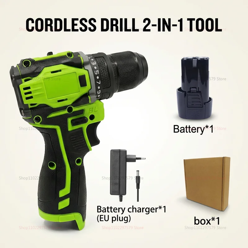 2in1 Lithium Power Drill and Electric Screwdriver Brushless Motor 45Nm Torque cordless tool for DIY Home Renovation and Repairs