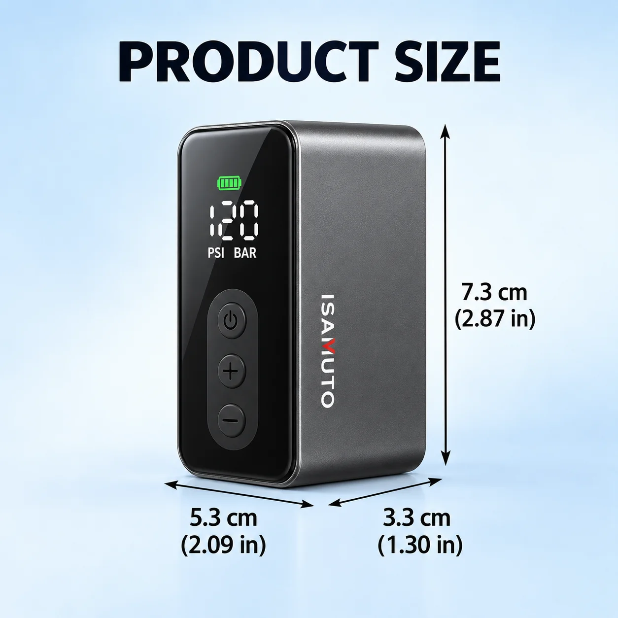 ISAMUTO Mini Portable Electric Pump 120PSI Tire Inflator Pump for Bicycle Ball Digital Gauge Display BL08