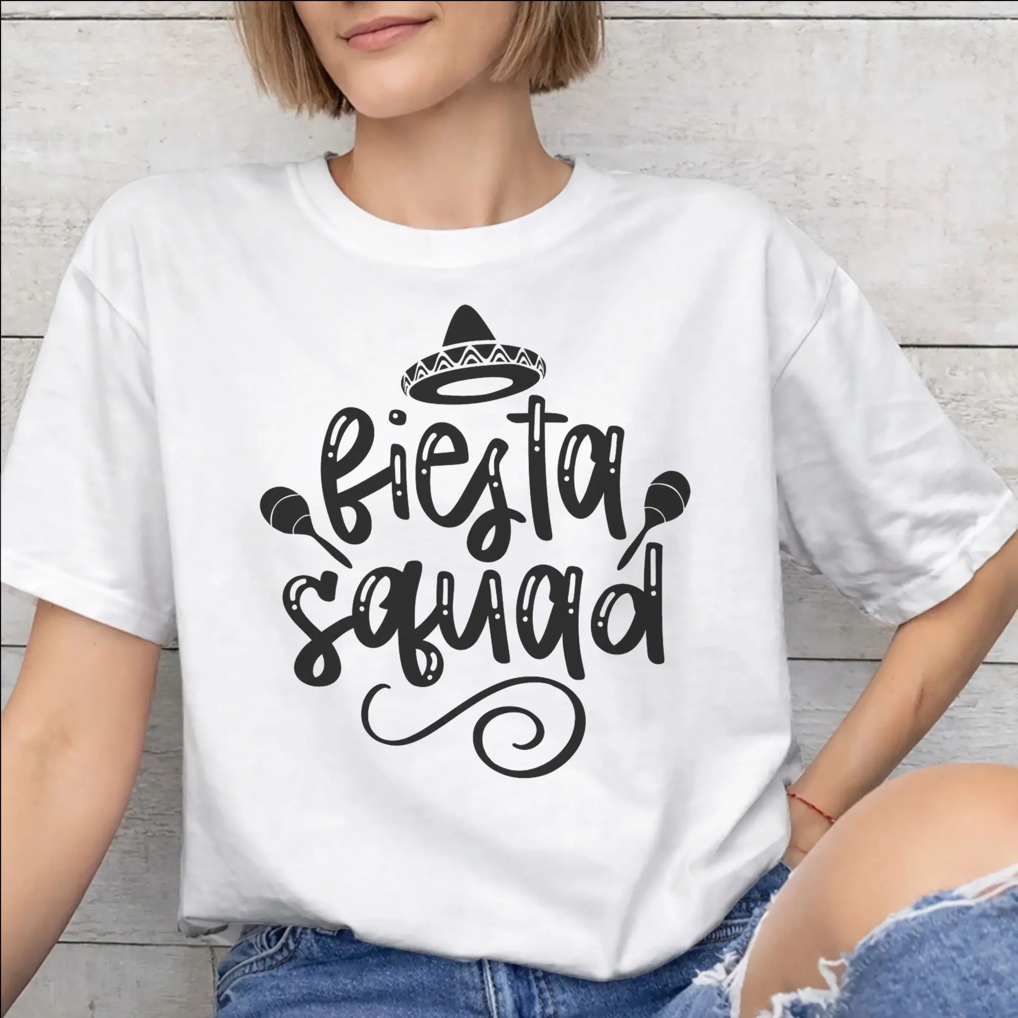 Printed Fiesta Squad Cinco De Mayo T Shirt for Men Women  Cotton Tee Shirt Short Sleeve Clothing