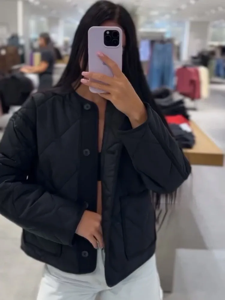 

HH женское зимнее повседневное уличное пальто, однобортное свободное пальто с карманами и длинными рукавами, женское хлопковое пальто в клетку со швами