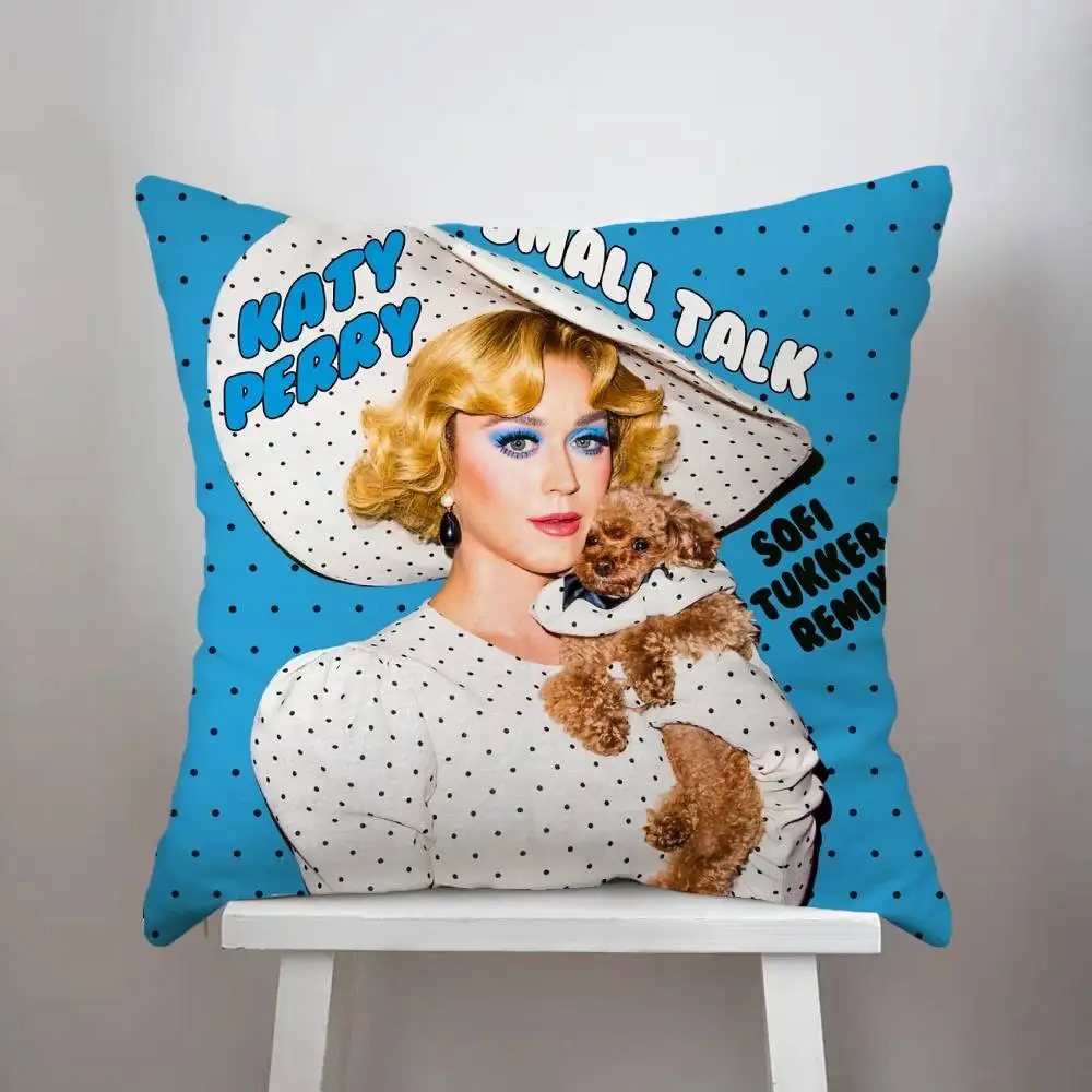 K-Katy P-Perry كيس وسادة على الوجهين الطباعة غطاء الوسادة 45x45 الوسائد الزخرفية أريكة ديكور المنزل المخدة الناعمة #3