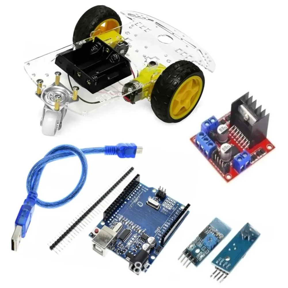 2WD For Smart Robot Car Kit DIY For Acrylic Chassis Line Tracking STEM Education For Arduino R3 Electronics For Project Learning