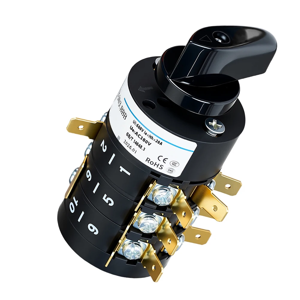 HZ5B-20/3 Combination Rotary Switch 3 Pole 8 Position 20A 380V Cam Selector For Inverter Welder Machine Tool Power Control