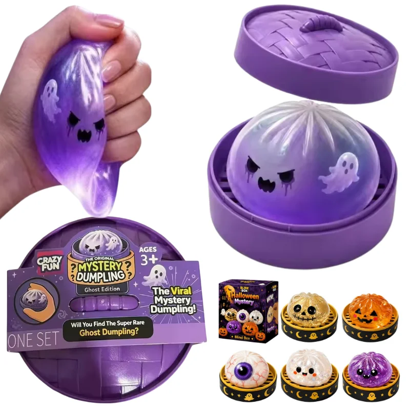 5.5cm Halloween Ghost Dumpling Pressure Squishies Slow Rising Stress Relief Fidget Toy Blind Box Anti-Anxiety Gift