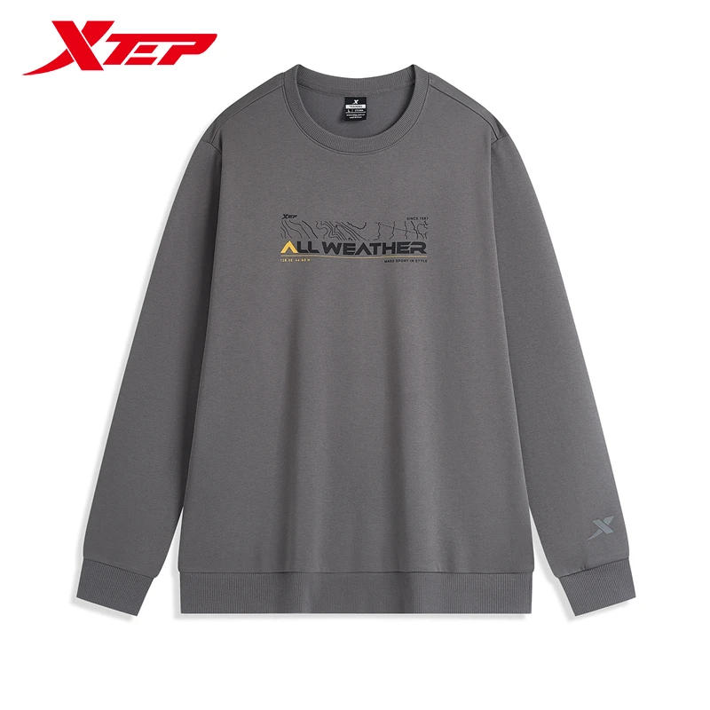 Xtep Pullover Hoodie For Men 2024 Autumn Comfortable Soft Sweatshirt Leisure Athletic Outdoor Long sleeves Tops 876329920008