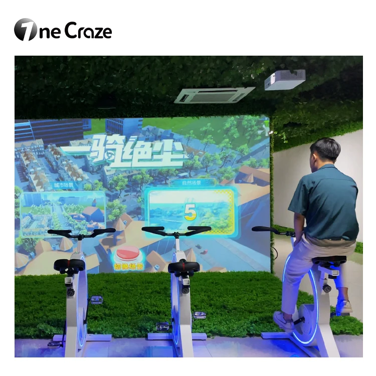 2024 New sports games vr ar dynamic bicycle exercise bike with video projector interactive Projection game Cycling Simulator