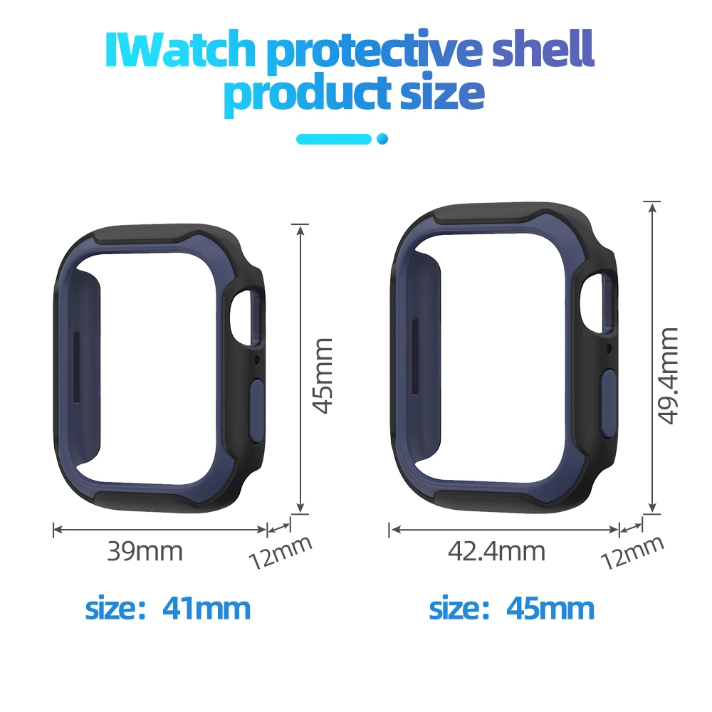 Case for Apple iwatch 7 SE 6 5 4 3 Serirs Soft Silicone TPU Bumper Full Cover Smart Watch Protection Shell 40mm 41mm 44mm 45mm
