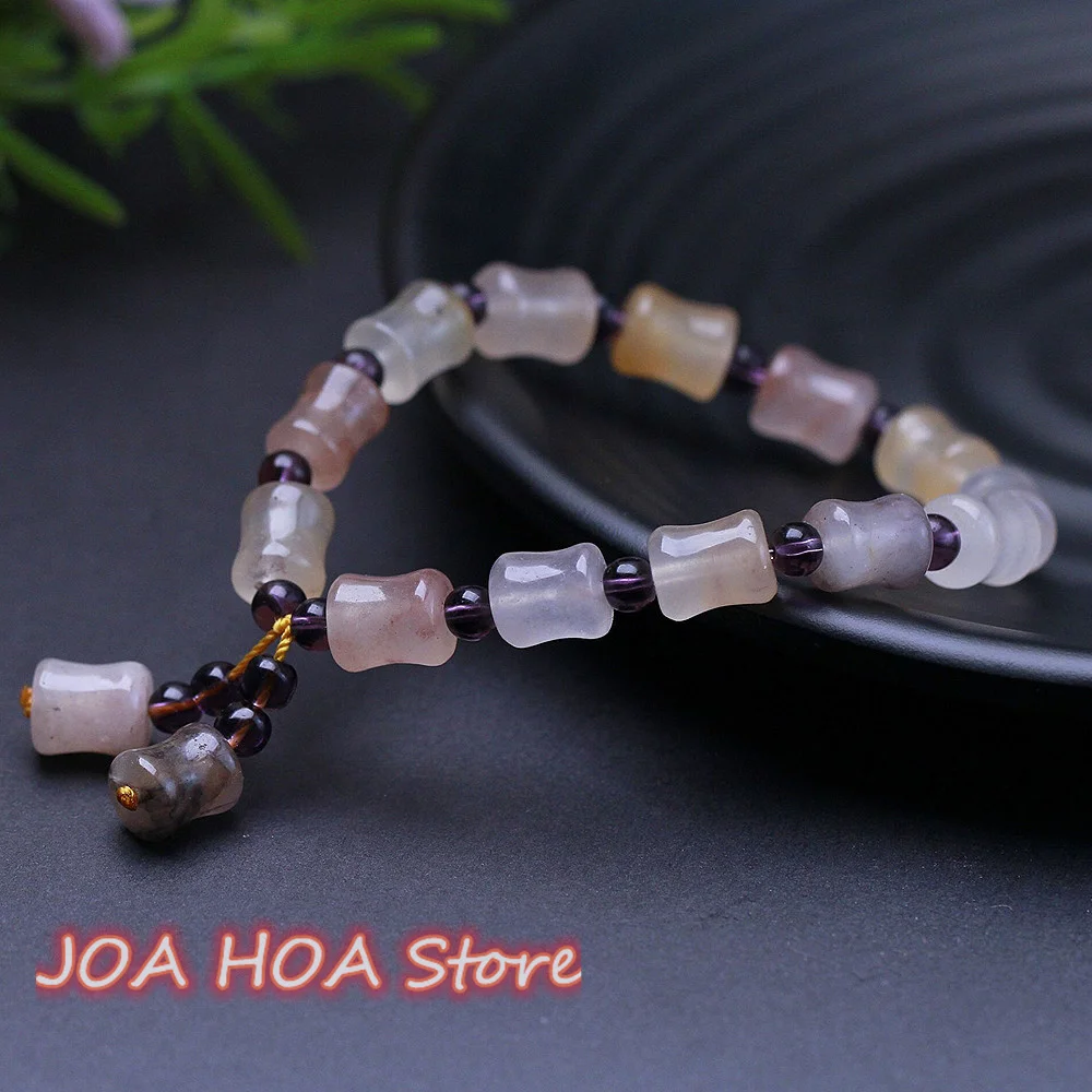 Top Quality Gold Silk Jade Violet Bamboo Bead Bracelet Hetian-Jade Single Circle Original Ecological Pattern Bangle Fine Jewelry