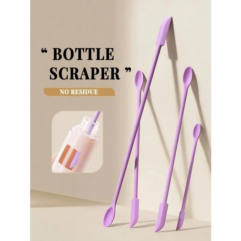 3 uds cuchara de silicona Mini raspador de botella vacía de doble cabezal raspador de base raspador de tarro de loción pequeño para obtener el último de maquillaje