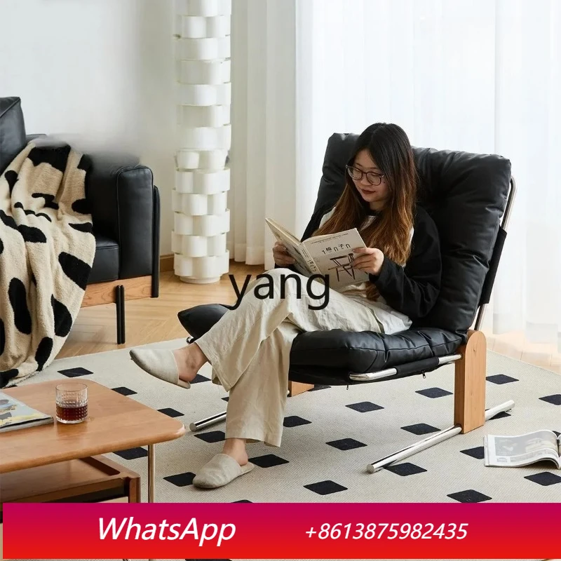 

LTT antique single sofa chair black leather new home living room leisure chair