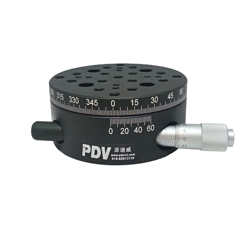 Precision Manual Rotation Stage Coarse 360 Fine 10 Rotation 5Kg Load Capacity 82mm Diameter Hard Aluminium