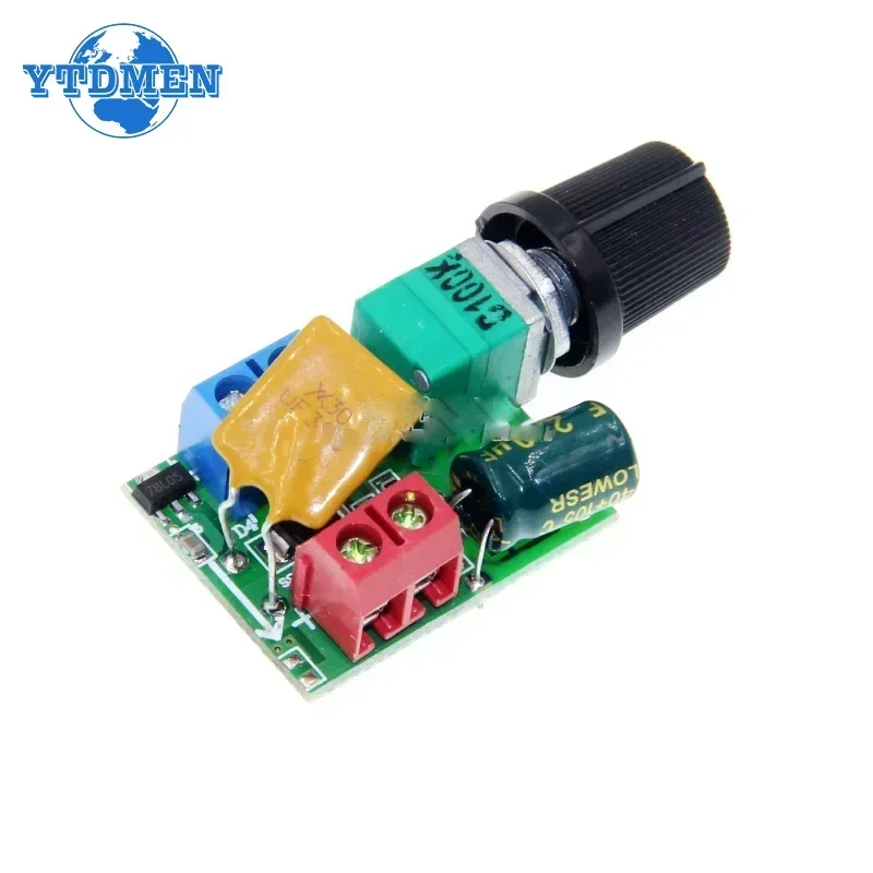 Mini PWM Motor DC Motor Speed Controller Module 3-35V 5A Max 90W Speed Control Adjustable Potentiometer Switch LED Dimmer