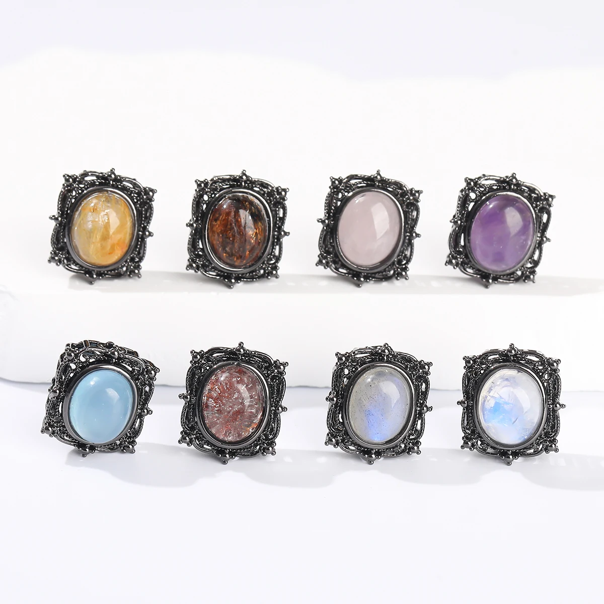 1 Pc Natural Stone Inlaid Pink Quartz Black Magic Box Beads Gemstone Charm for Jewelry Making Diy Necklace Bracelet Accessory