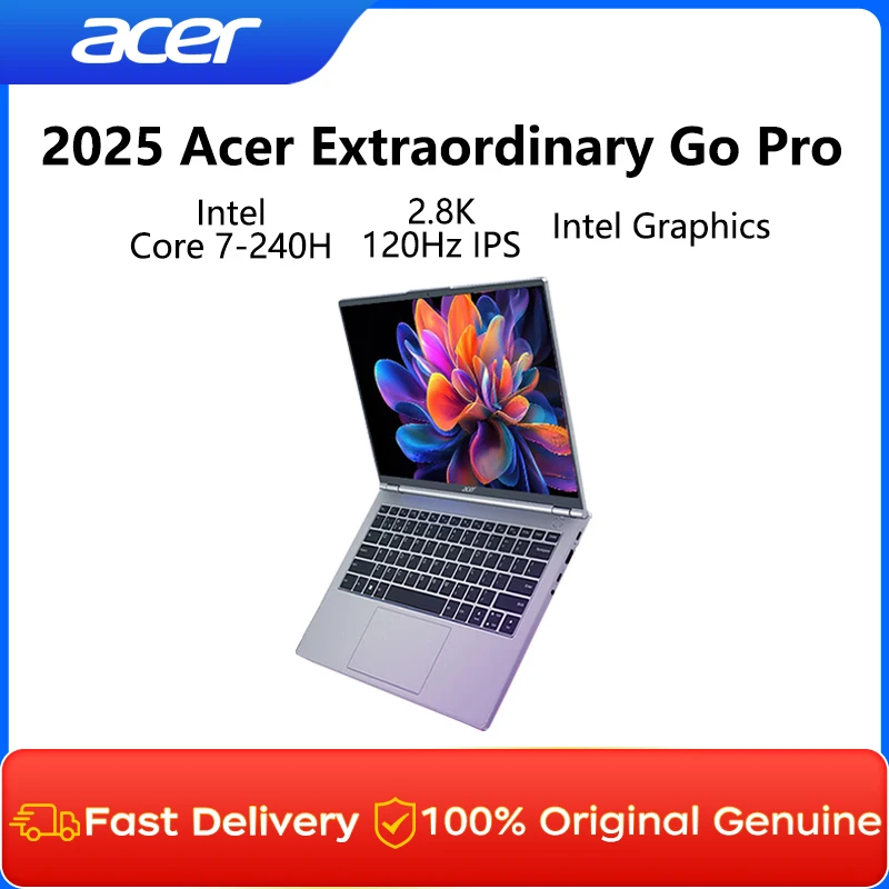 2025 Acer Extraordinary Go Pro Laptop 14 Inch 2.8K 120Hz IPS Screen Notebook Intel Core 7-240H 32GB 1TB Intel Graphics Netbook