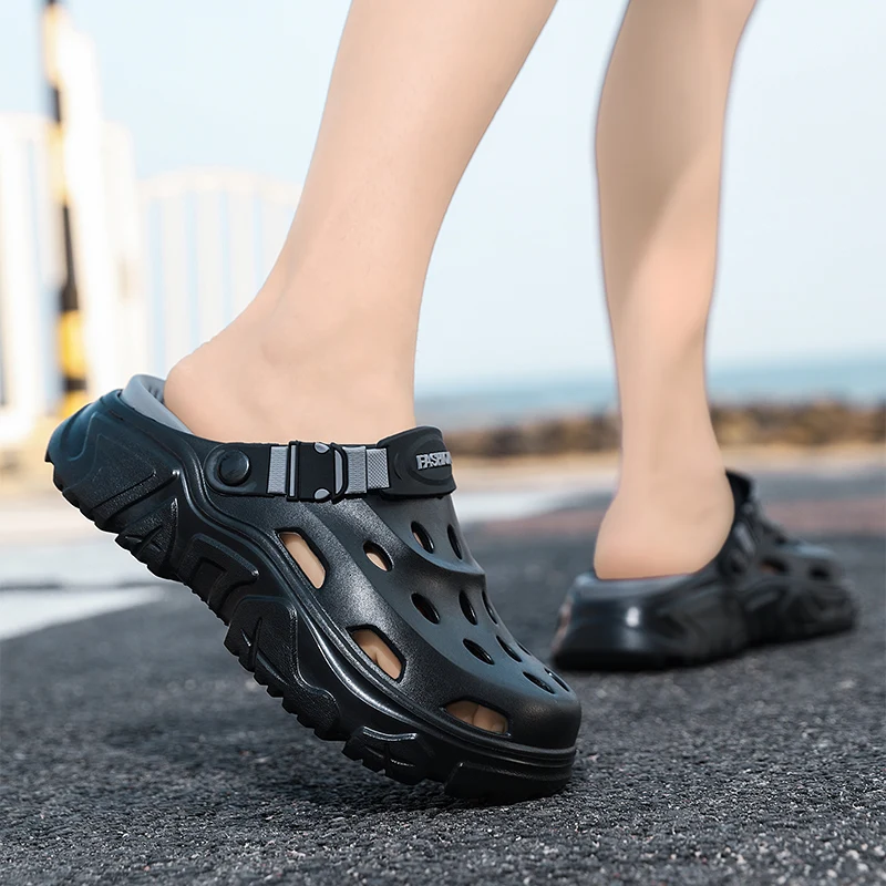 Herren- und Damen-Paar-Sommer-Outdoor-Rutschfeste, geruchshemmende, geschlossene Zehenpantoffeln, große Strand-Sandalen und Pantoffeln für – Detail 21