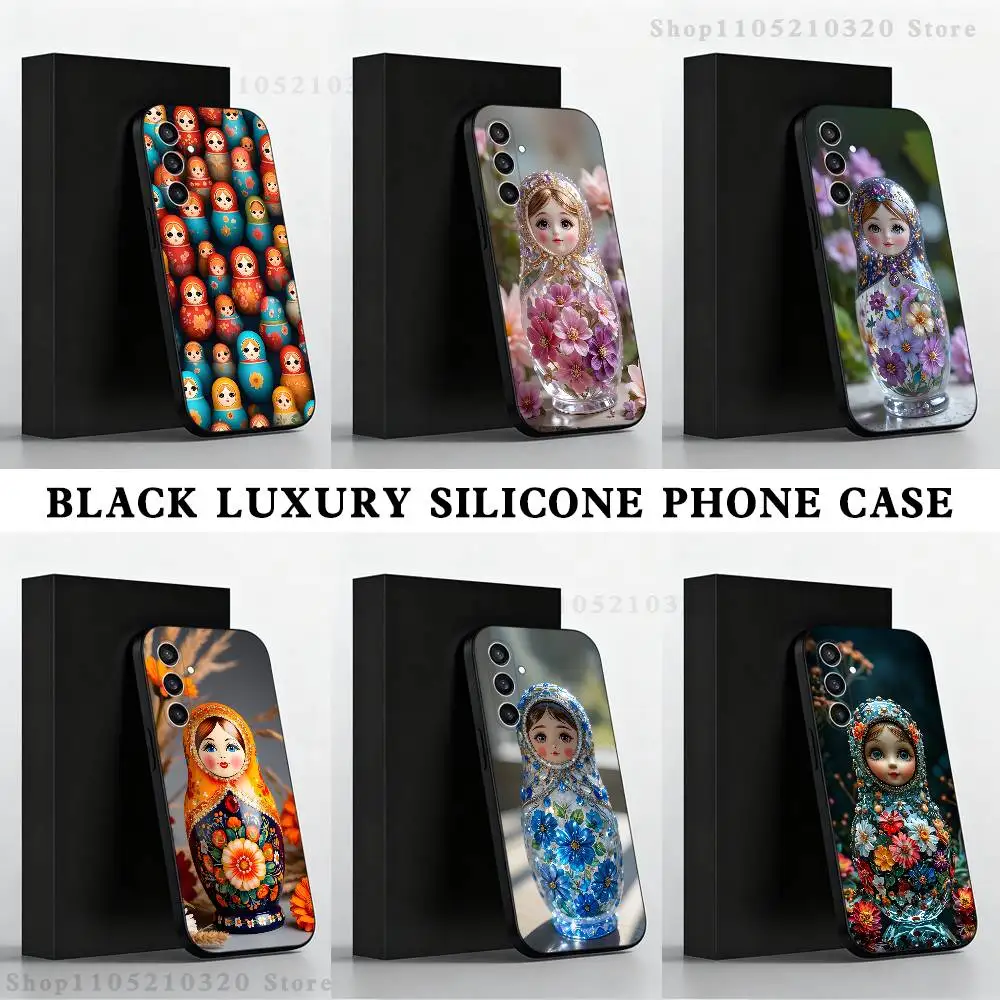 

Russian Doll Matryoshka Phone Case For Samsung S 25,24,23,22,30,21,10,9,Ultra,Plus,Lite,FE,4,5 G Black Soft Case
