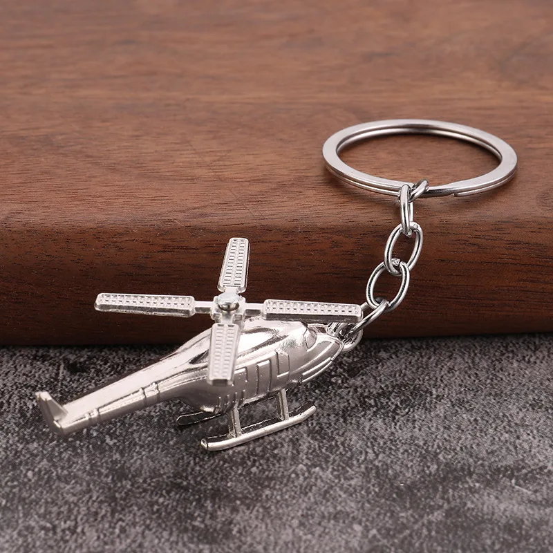 Retro 3D Helicopter Keys Holder Keychain Pendant Men\'s Creative Backpack Zinc Alloy Personalized Ornaments