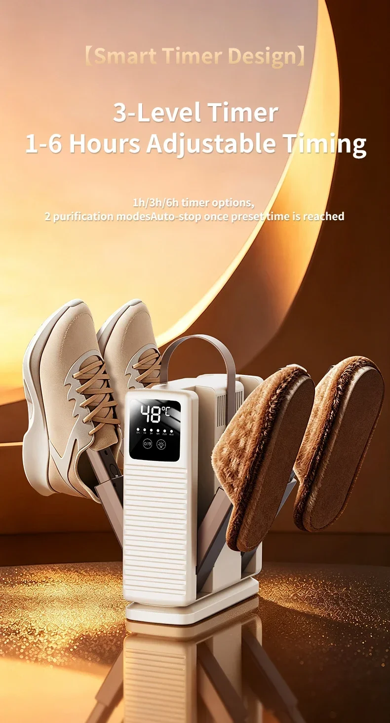 TINSOL Schuh-Trockner mit Einziehbarer Funktion, Sterilisiert und Deodoriert, Intelligente Konstante Temperatur, Zeitgesteuerte Schnelltrocknungs-Schuhmaschine – Detail 15