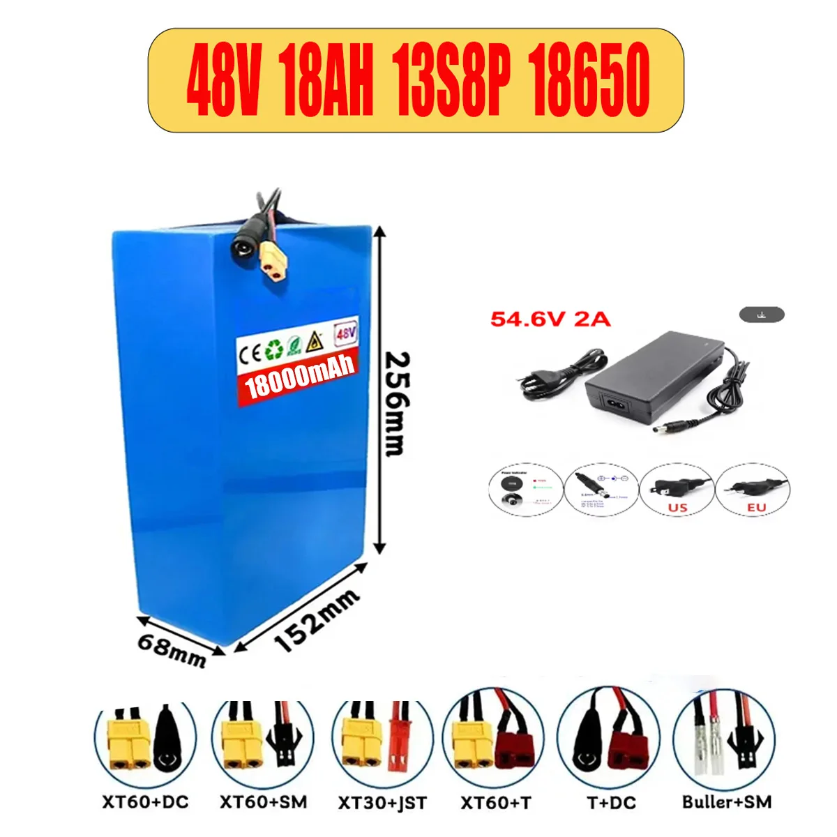 بطارية ليثيوم أصلية جديدة تمامًا 13S8P 48 فولت 18 أمبير في الساعة، مناسبة لمحركات 500-1000 وات مع شواحن BMS الذكية المدمجة #5