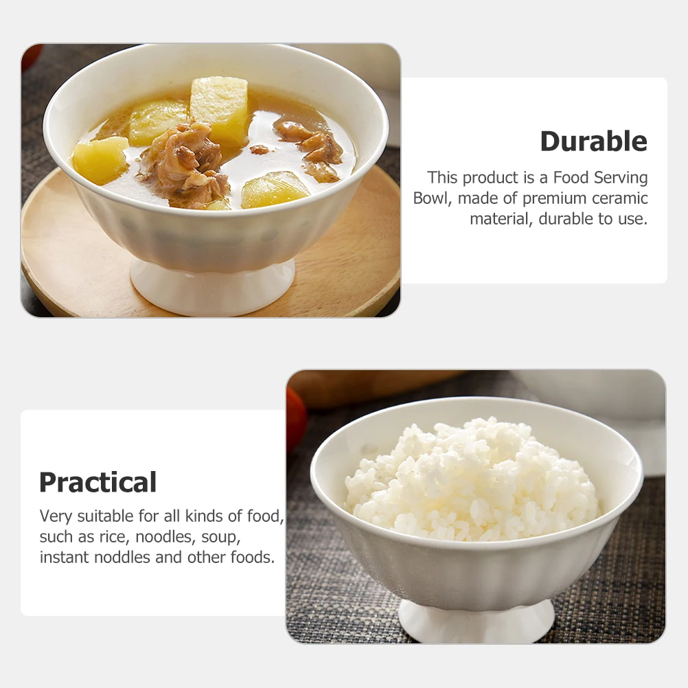 

Ceramic Rice Bowl White Soup Bowls for Home Restaurant Use Fine Craftsmanship Heat Resistant Multi Function Food Serving