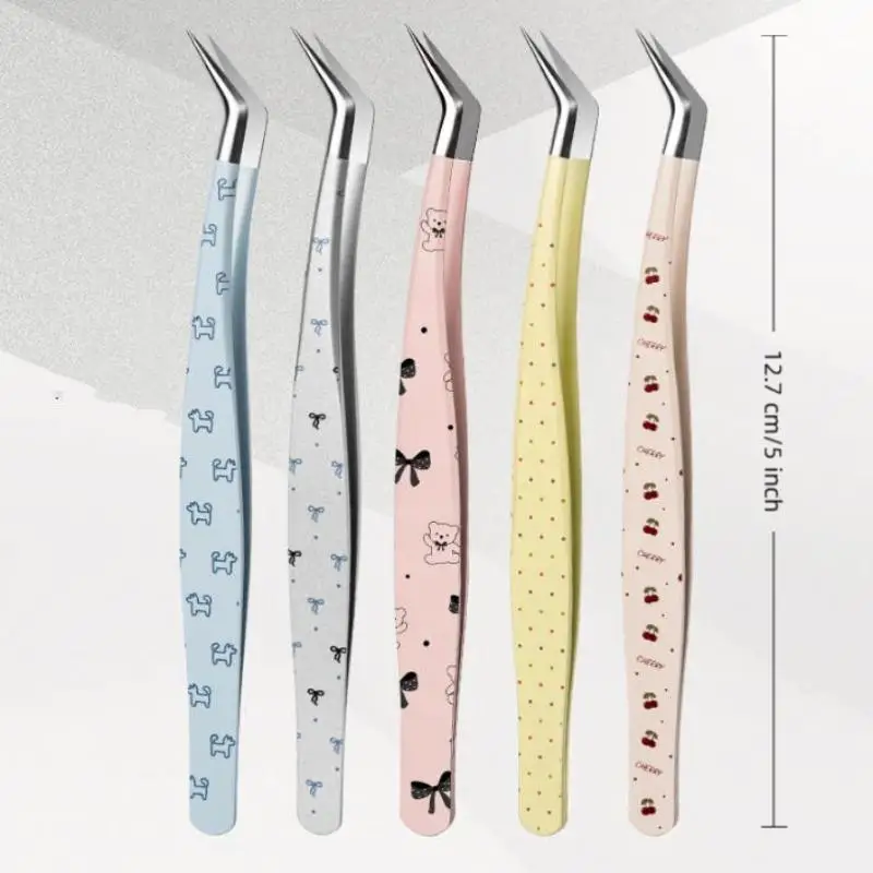1/5 PCS High Precision Bow Lash Tweezers Set Stainless Steel Eyelash Tweezers For Classic Individual And Volume Lash Extensions
