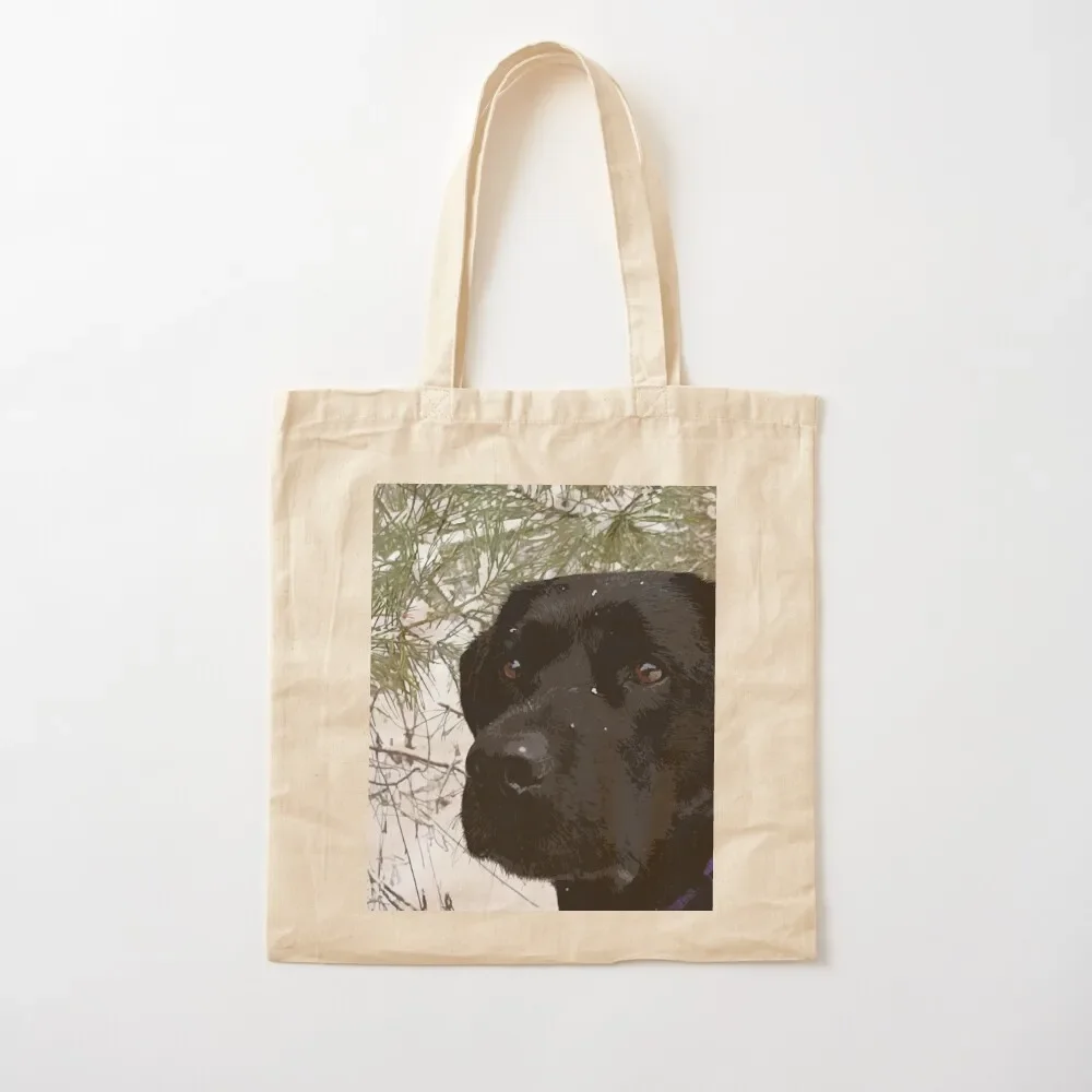 Sparkling Pines - Black Labrador Tote Bag canvas tote bag Canvas bag