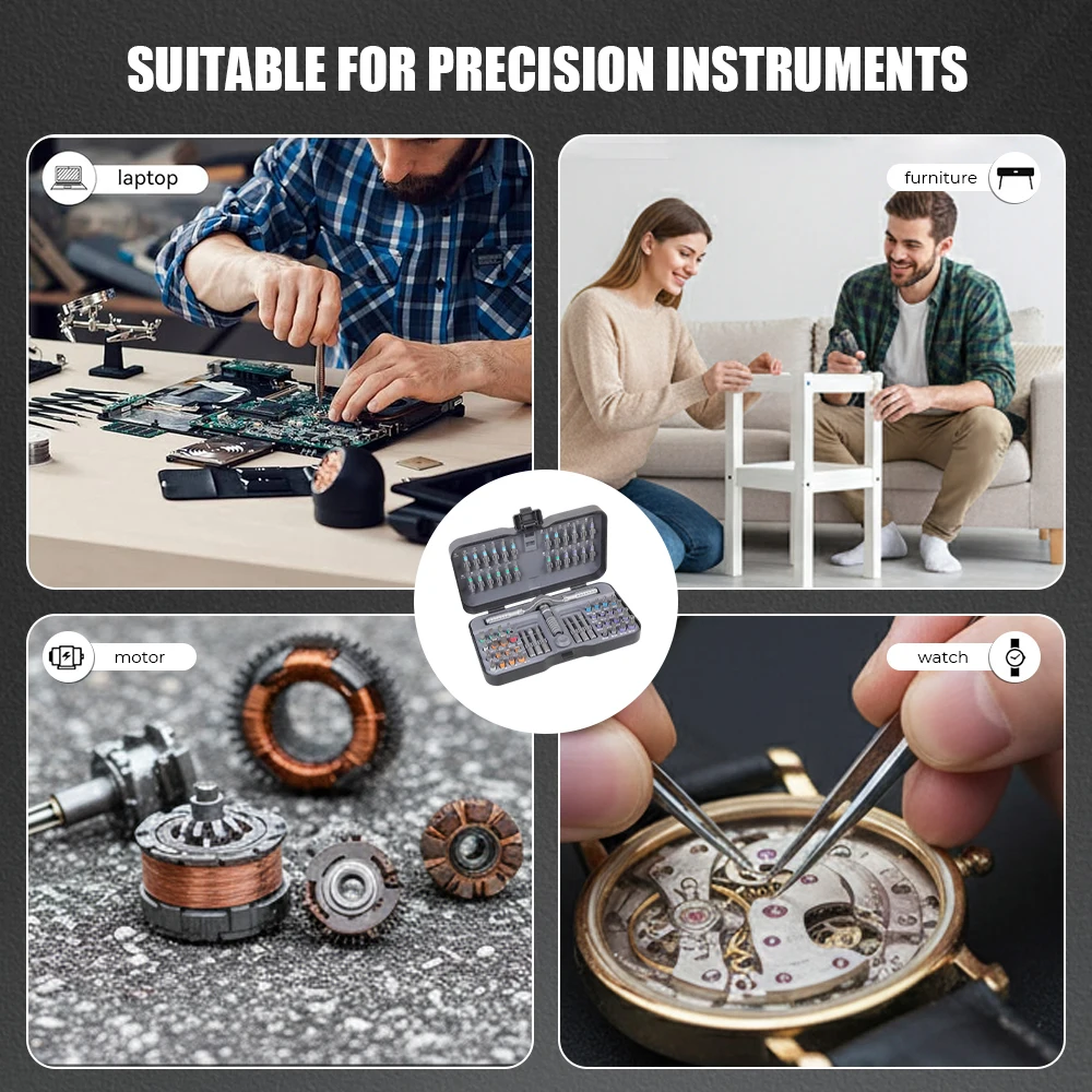 مجموعة مفكات براغي بسقاطة مغناطيسية 66 في 1 قابلة للفصل S2 من سبائك الصلب والمعدن لإصلاح الأثاث والإلكترونيات والنظارات