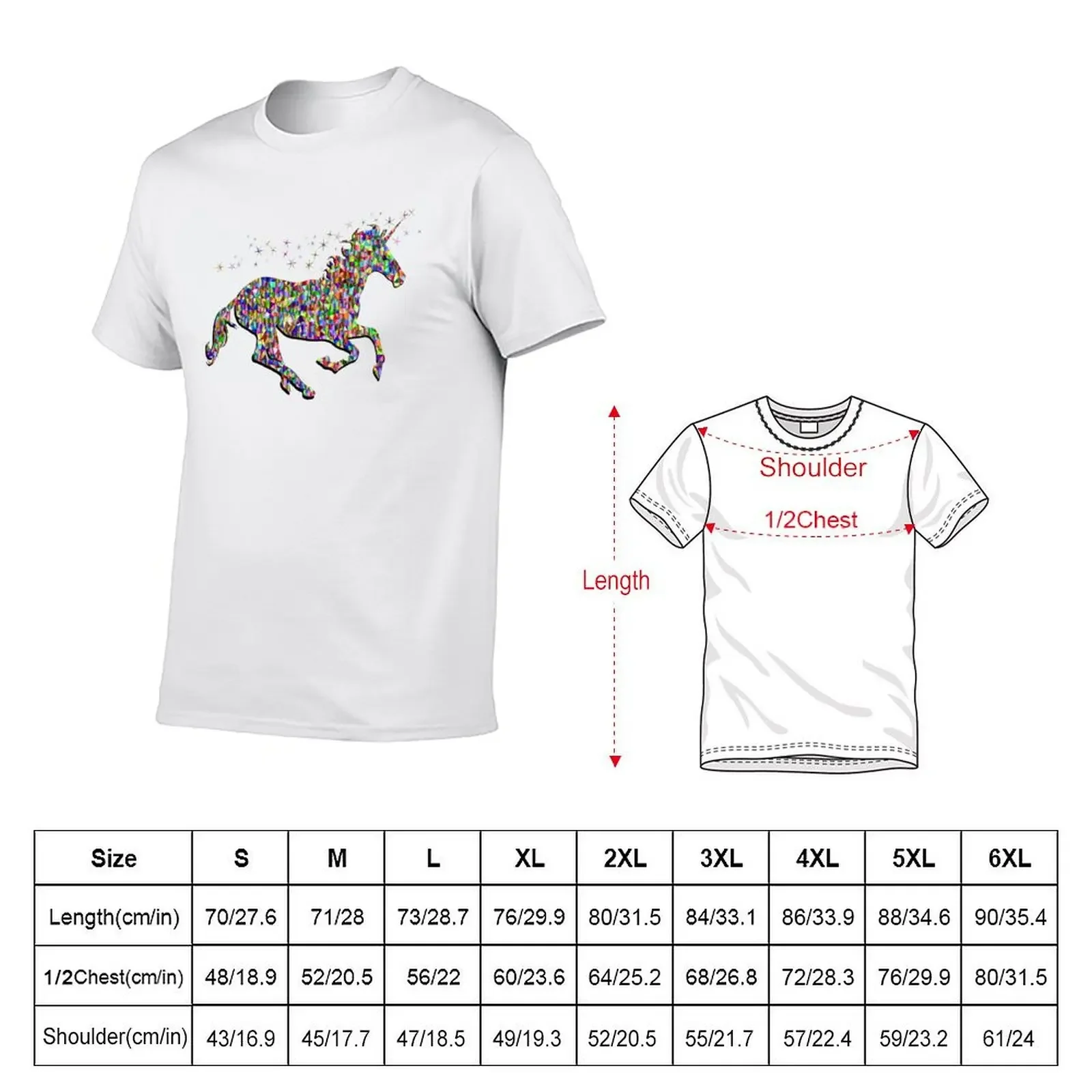 Multi-Colored Polygon Running Unicorn Design T-Shirt essential t shirt new edition rapper graphic tees mens workout shirts