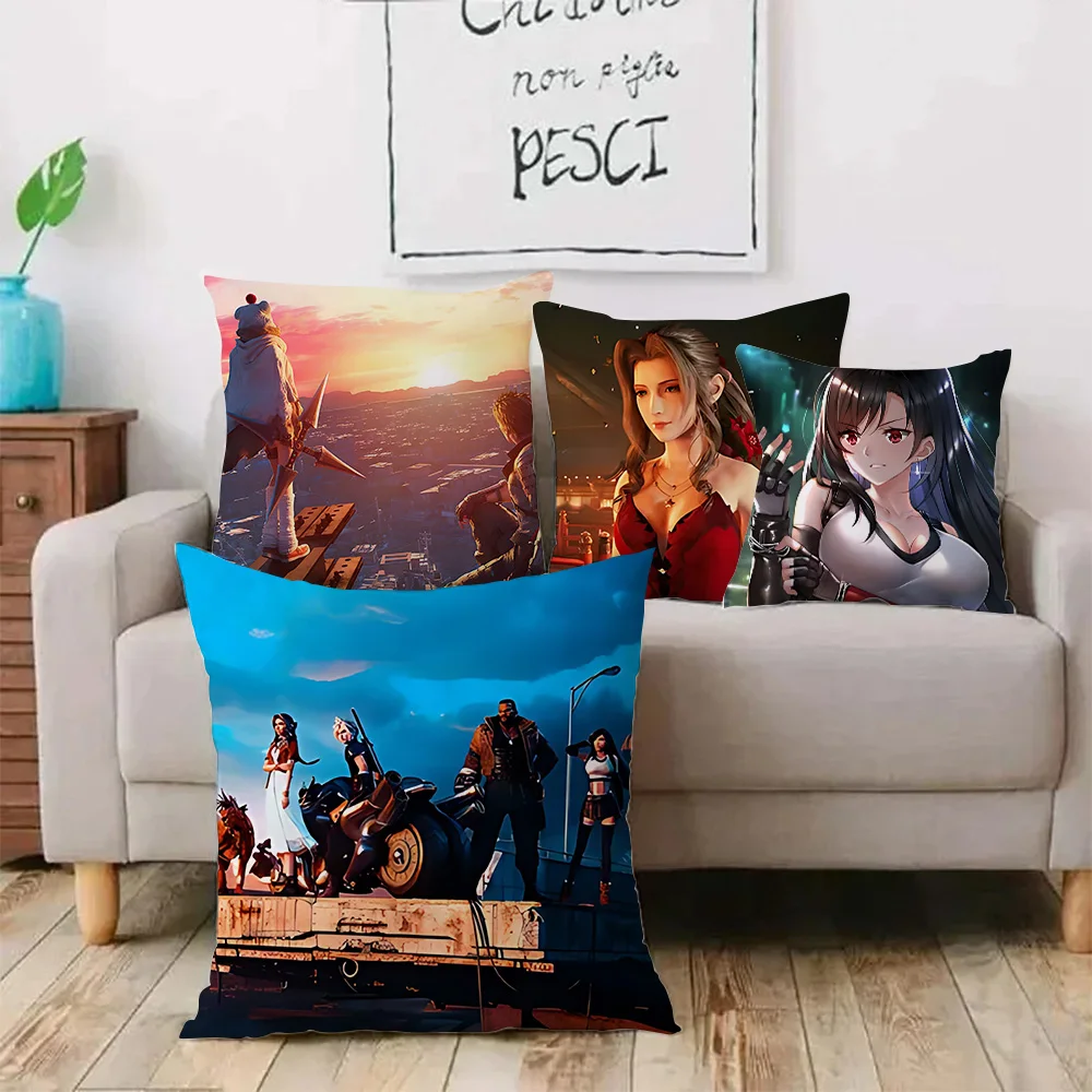 Anime Final Fantasy VII Remakes Pillow Covers Cartoon Sofa Decorative Home Double-sided Printing Short Plush Cute Cushion Cover