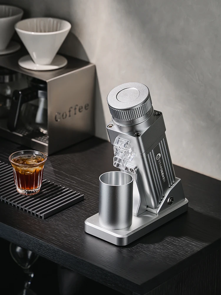 STARSEEKER E55Pro Electric Coffee Grinder 55MM Titanium Cone Burr Stepless Adjustment Espresso Brew Coffee Bean Grinder Black