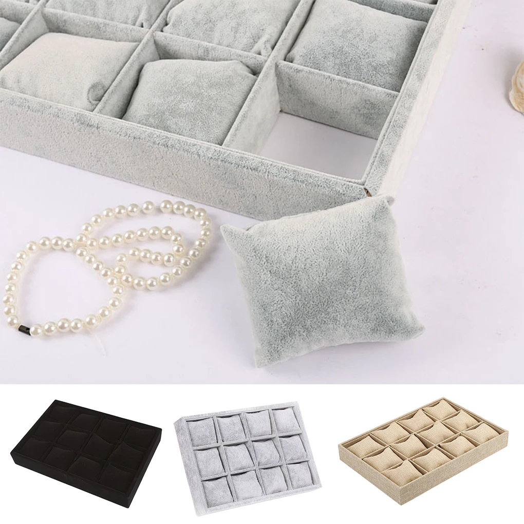 Jewelry Display Tray Flocking Cushion Wedding Ring Ear Stud Holder