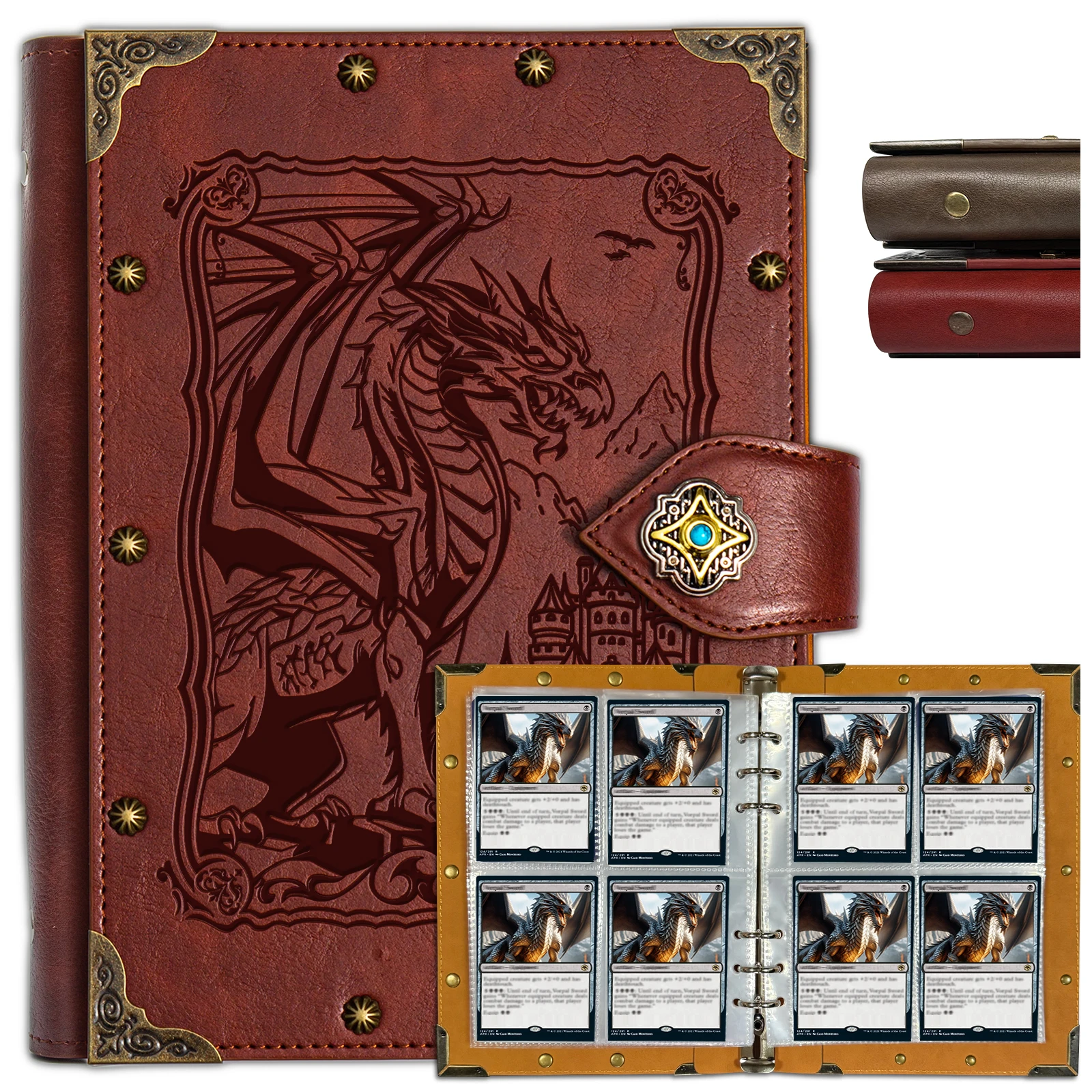 

4 Pocket Card Binder for Pokemon - Stunning Dragon Elemental Design for 240 Cards. Great Sleeve Album/TCG Holder/Trading Gift