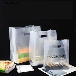 50X Custom Logo Disposable Transparent Takeaway Takeout Plastic Bags Thank You Bags for Food Take Away Take Out Packaging Bag