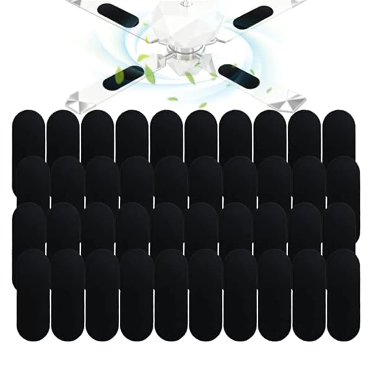 Time Saving 40 Pack Ceiling Fan Filters for Blades, Black Ceiling Fan Pads, Dust Catcher Activated Coconut Carbon Ceiling Fan Fi