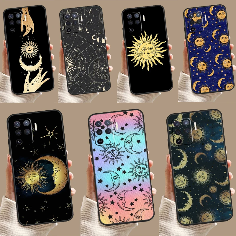 Sun Moons Star Signs Astrological Case For OPPO A16 A76 A96 A98 A78 A58 A5 A9 A15 A17 A77 A52 A72 A53S A57S A94 A74 A54 Cover