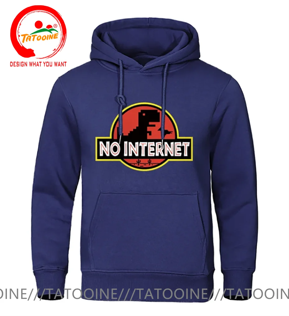 

No Internet Dinosaurs Cactus Printed Hoodies Sweatshirts Men Fashion Hoody Jurassic Offline Park Dino Hip Hop Streetwear Hoodie