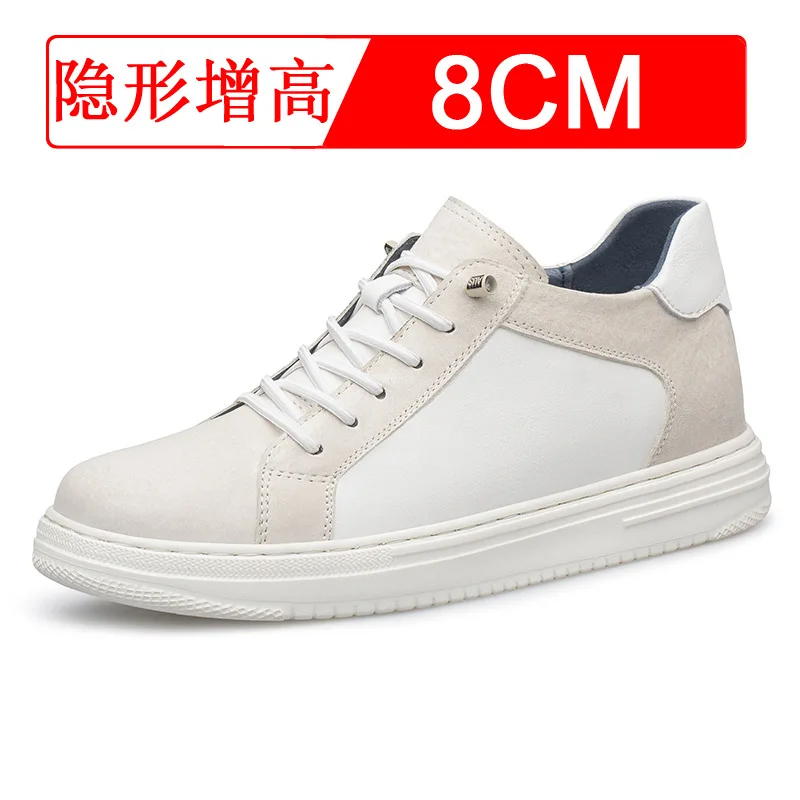 

Невидимые спортивные кроссовки для увеличения роста 4, 6, 8 см, кожаные белые кроссовки с подъемом выше, повседневные мужские туфли-лифты