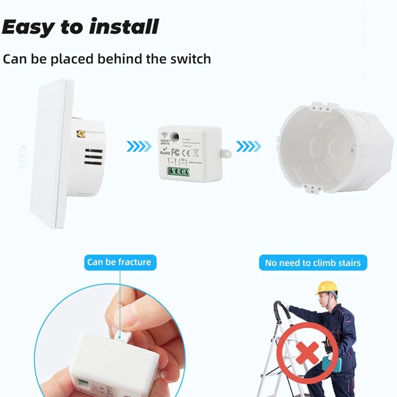 N75R-Smart Home Touch Switch Light Electrical 433Mhz Remote Control Wall Panel Button Receiver Led Lamp