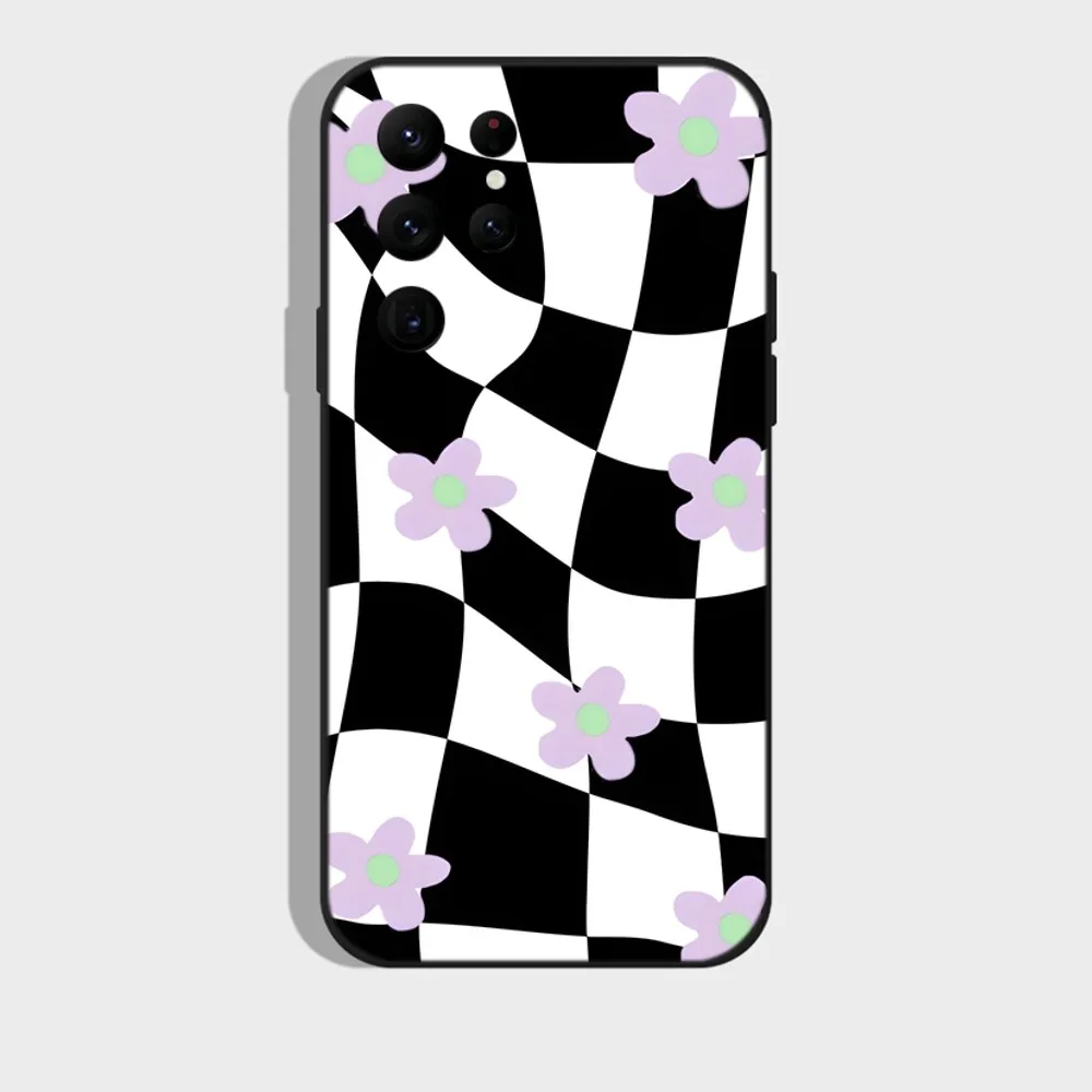 New Stylish Checkerboard Phone Case For Samsung S24,S22 Ultra,S20,S30 plus,S22 plus,S23,S30 ultra 5G Silicone Cover