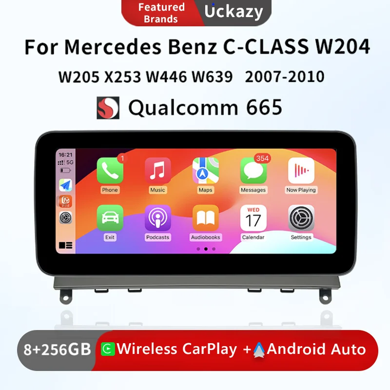 

Для Mercedes Benz C class W204 2008-2010 Snapdragon 665 Android 13, автомобильный радиоприемник, мультимедийный видеоплеер, GPS-навигация, Carplay