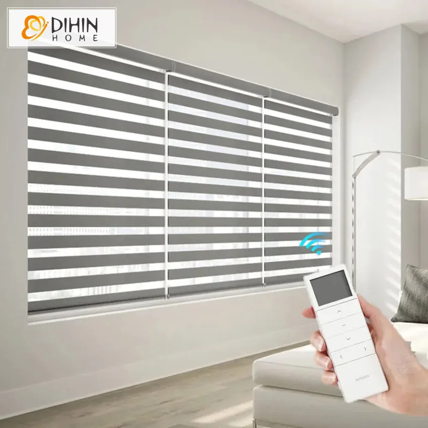 

DIHIN HOME Wholesale Electric Cordless Smart Blinds Shades & Shutters Blackout Motorized Zebra Blinds For Window