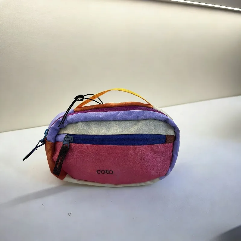 

New Summer Waterproof Nylon Dopamine Outdoor Sports Waist Bag 1.5L Fashionable Contrast Mini Handheld Crossbody Bag