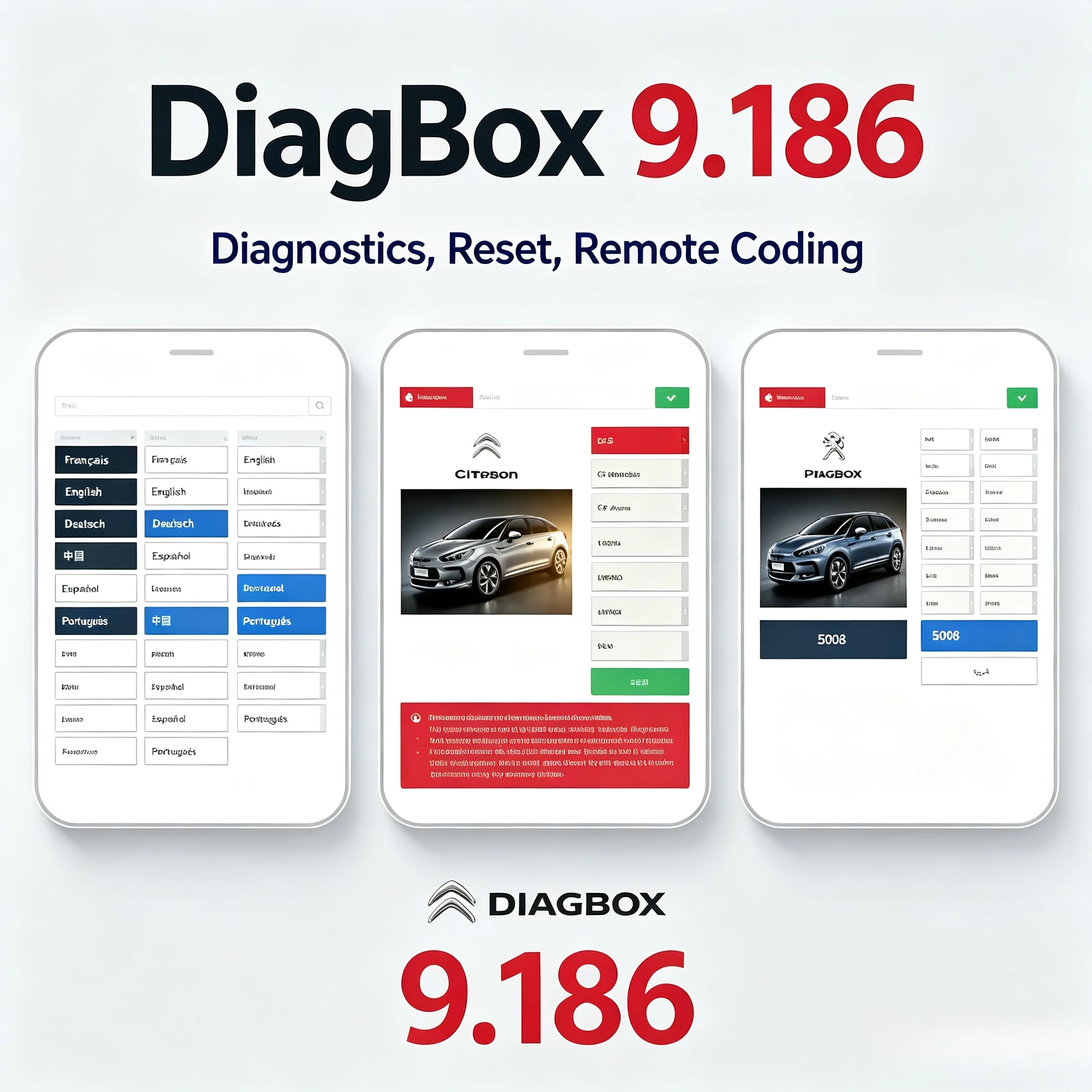 Cars diagnostic software Diagbox V9.186 work with PP2000 Le-xia3 For Peo-geot For Cit-roen Resets Adaptations Original install