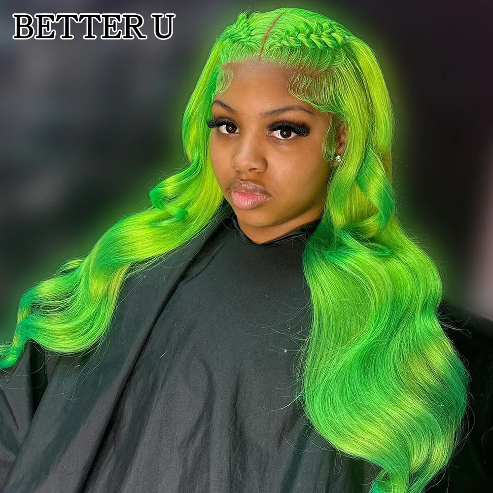 13X4 Body Wave Light Green Lace Front Wig HD Transparent Lace Human Hair Wigs Brazilian Lace Frontal Wig Remy Hair Pre-Plucked