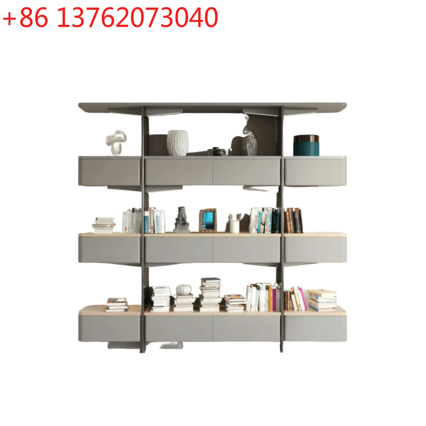 New lacquered bookshelf bookcase storage rack Italian ceiling standing multi-layer storage shelf