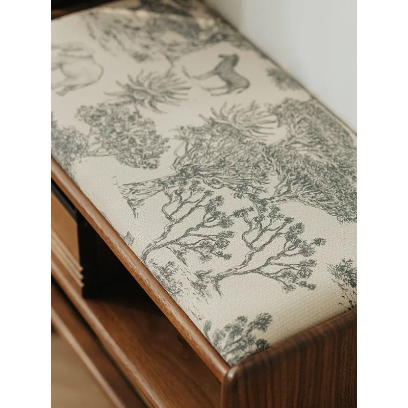 Wuying مصبغة تغيير الأحذية البراز عند باب المنزل الشمال الجوز الأسود الخشب الصلب باب الدخول رف الأحذية يمكن الجلوس على الحذاء