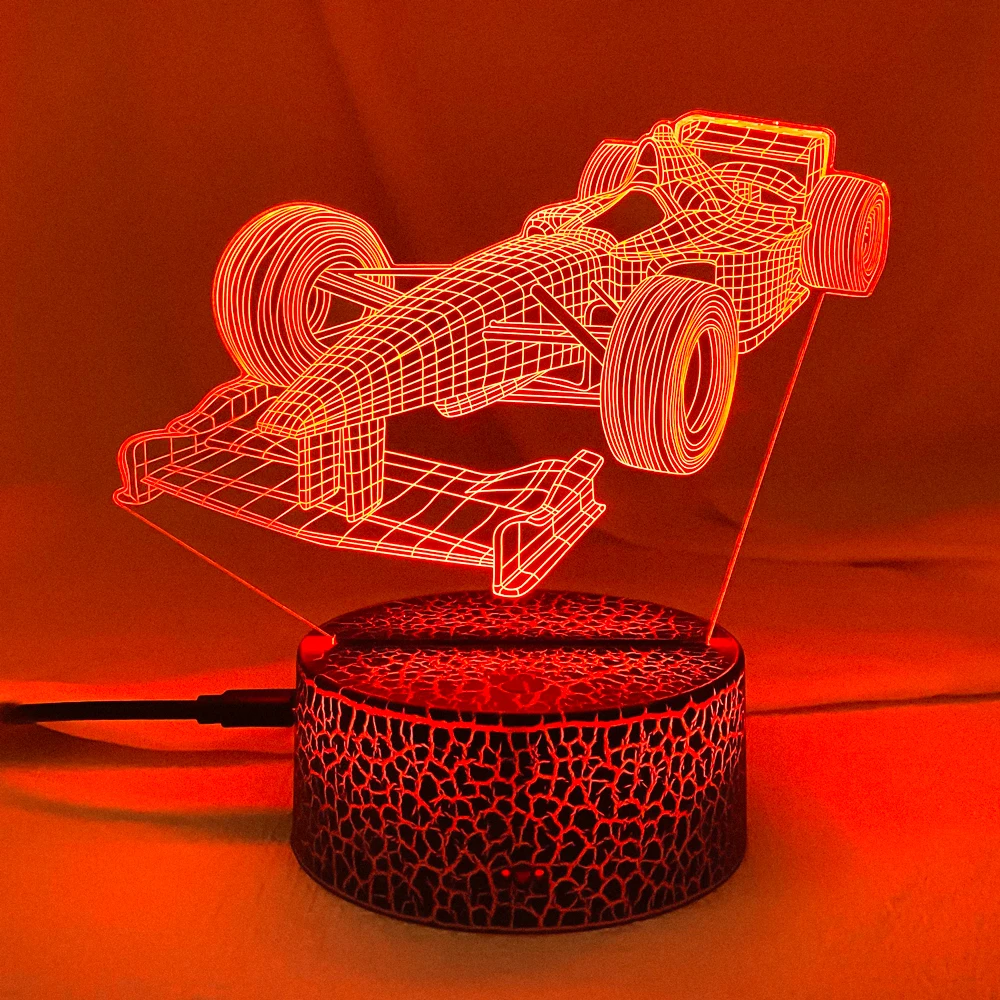 F1 Formula 1 Racing Car 3d Illusion Led Night Light for Child Bedroom Decorative Nightlight Unique Gift for Kids Room Desk Lamp