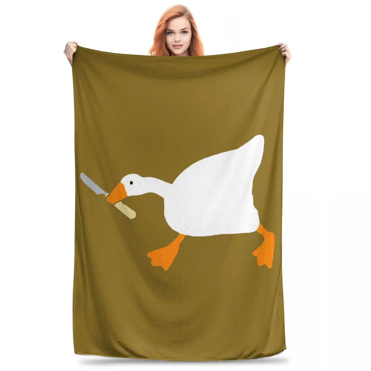 Goose With Knife Untitled Goose Blankets Flannel Lightweight Sofa Throw Blankets For Couch Bedding Office Throws Bedspread Quilt