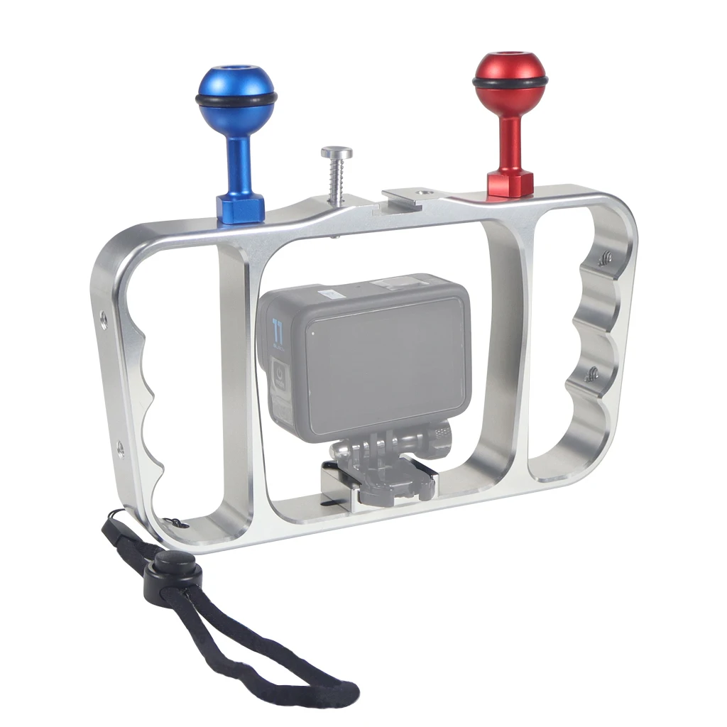 

FEICHAO Diving Underwater Aluminum Selfie Monopod Mount Double-Arm Tray Handheld Hand Grip for Gopro 13 12 11 10 9 Max 7 Camera